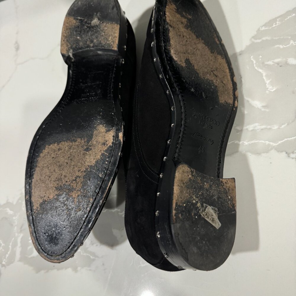 JIMMY CHOO Mens Axel Black Suede Studded Oxfords Size EU 44/ US 11 - Picture 9 of 17